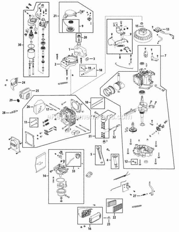 Engine_Assembly_2P70M0A Diagram and Parts List for 2P70M0A  MTD Engine