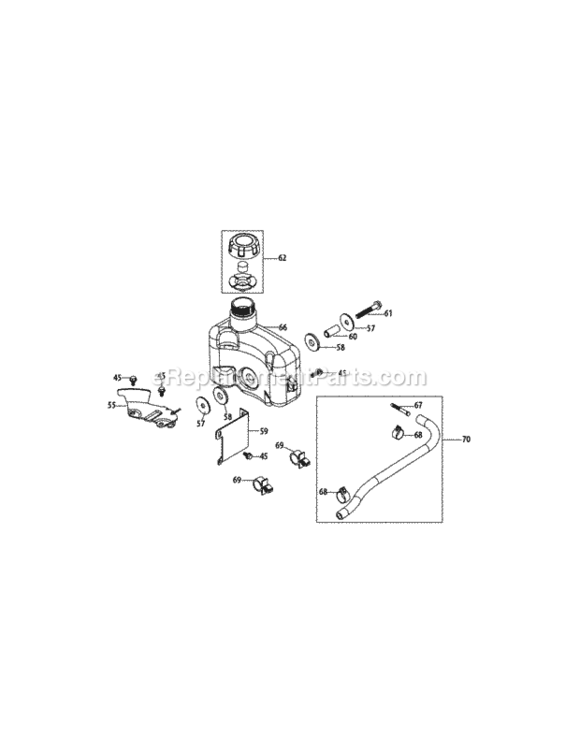 2P70M0C_Fuel_Tank_And_Mounting Diagram and Parts List for 2P70M0C  MTD Engine