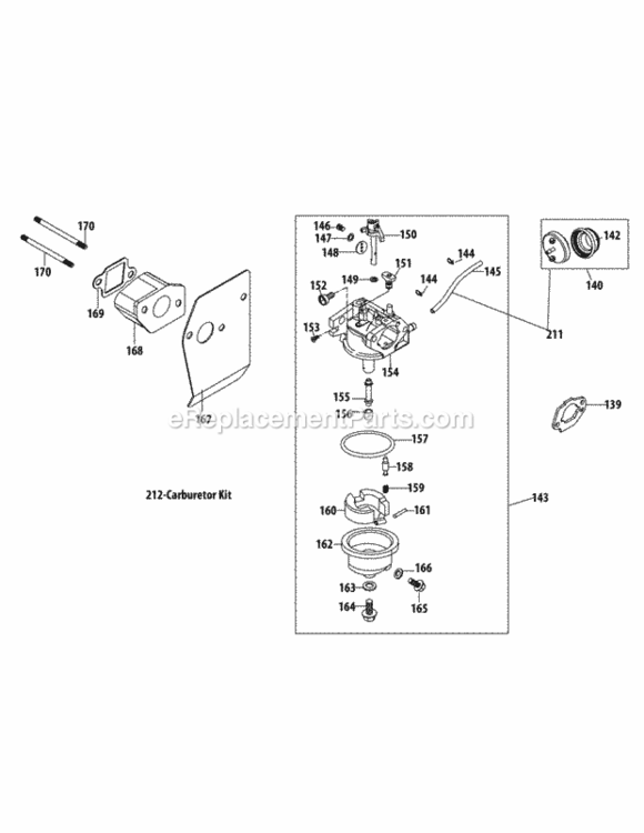 2P70M0D_Carburetor Diagram and Parts List for 2P70M0D  MTD Engine