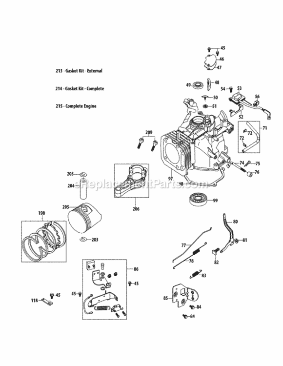 2P70M0D_Crankcase Diagram and Parts List for 2P70M0D  MTD Engine