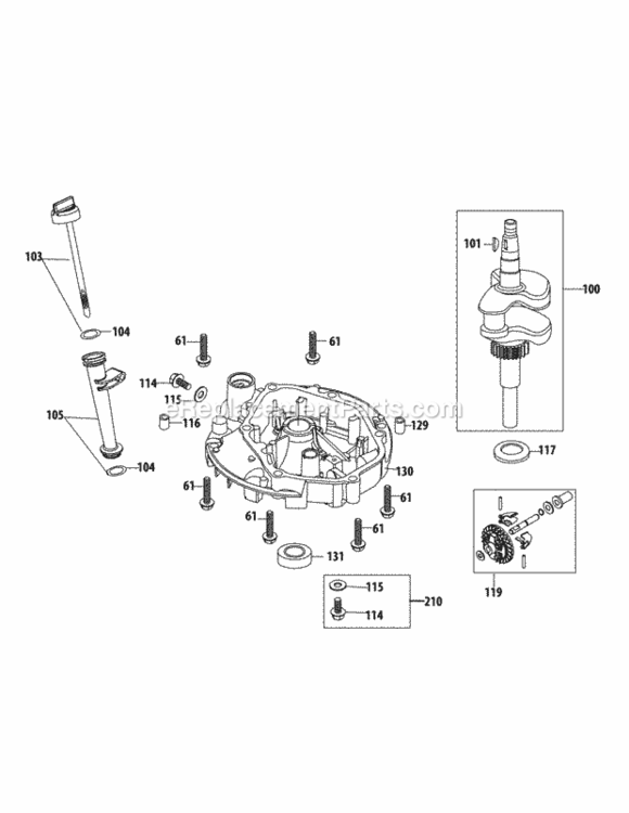 2P70M0D_Crankshaft_And_Crankcase_Cover Diagram and Parts List for 2P70M0D  MTD Engine