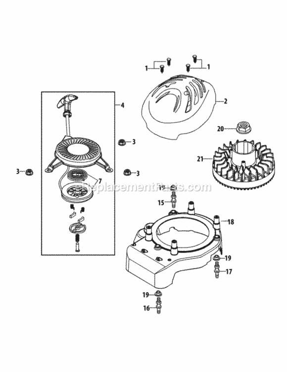 2P70M0D_Flywheel_And_Shroud Diagram and Parts List for 2P70M0D  MTD Engine