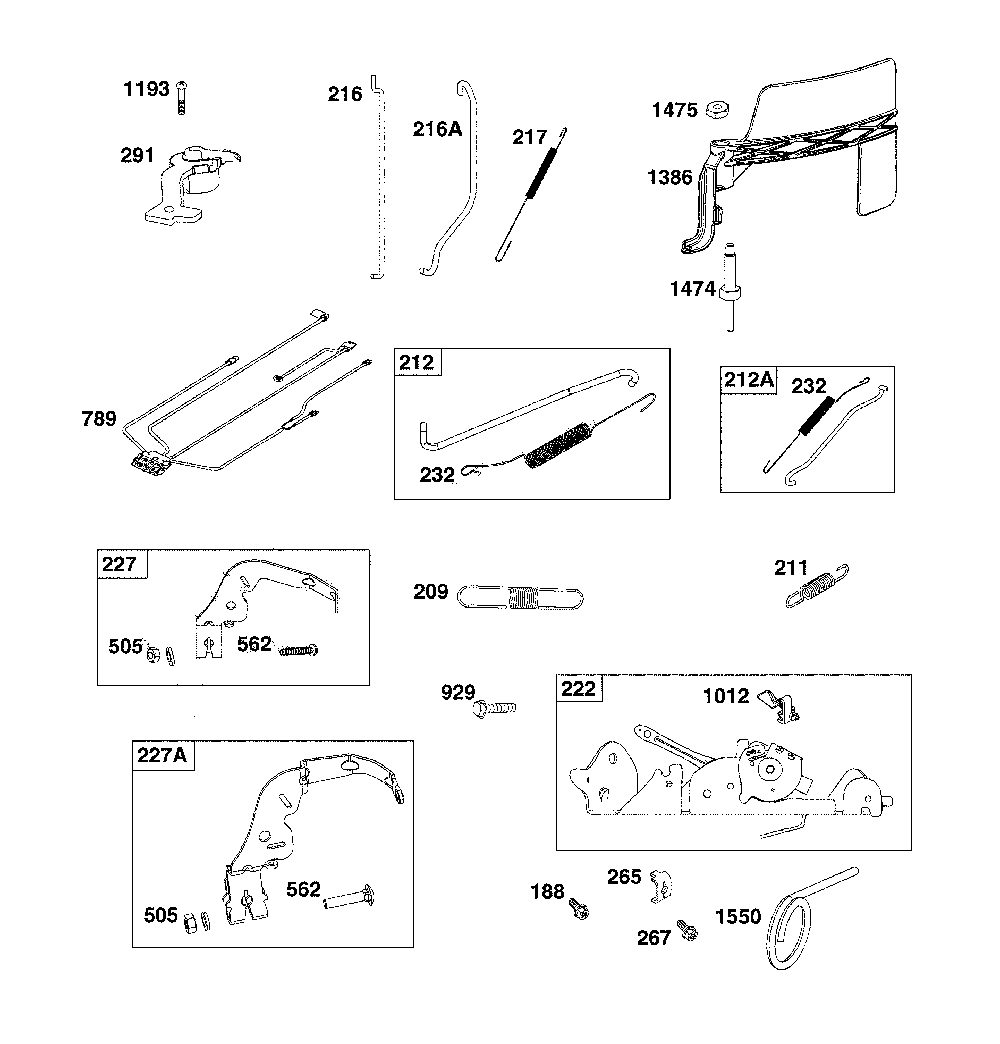 Controls Diagram and Parts List for 17ADFACQ093  MTD Lawn Mower