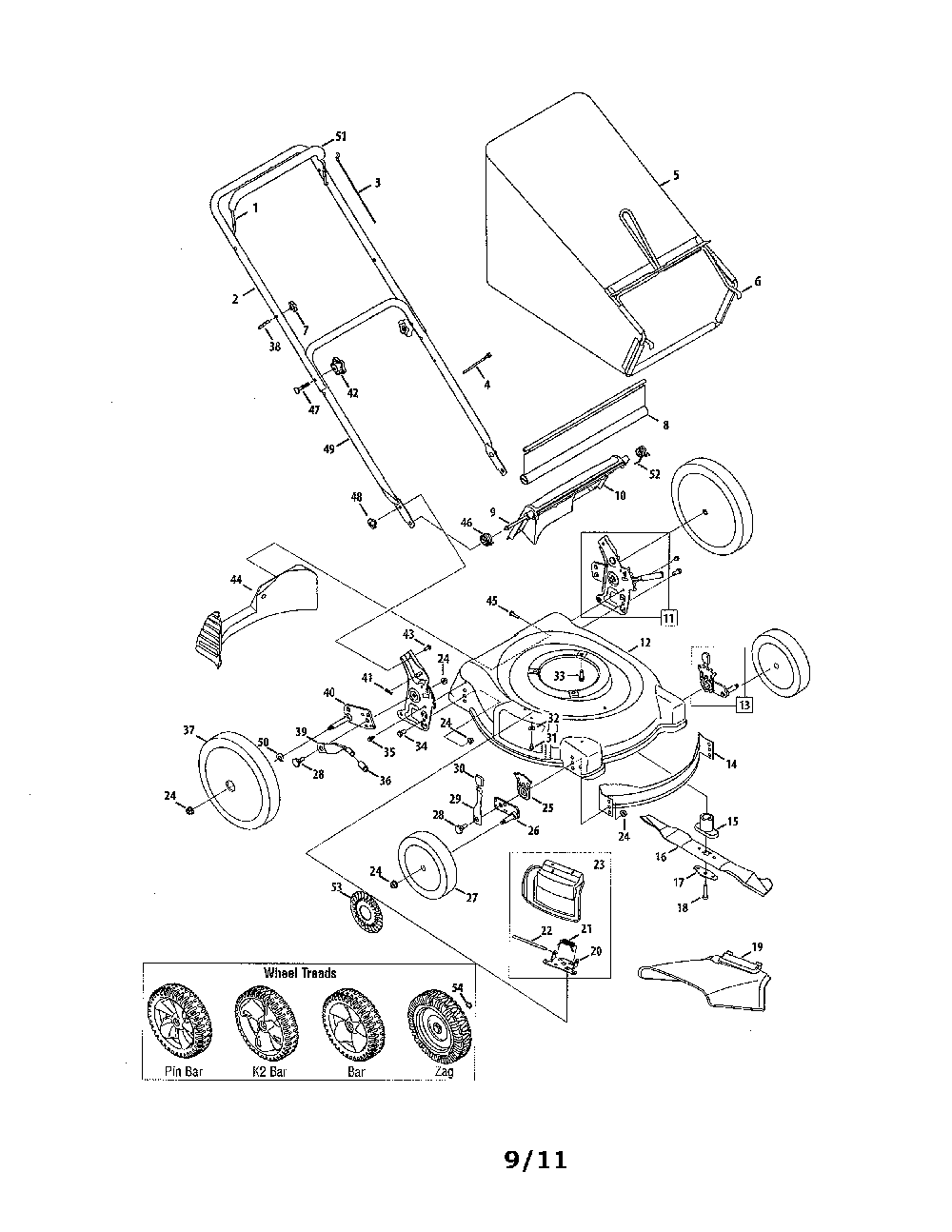Lawn mower Diagram and Parts List for 11A-549Q229  MTD Lawn Mower