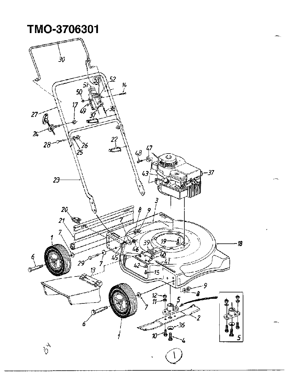 3.5hp 20" rotary mower Diagram and Parts List for 3706301  MTD Lawn Mower