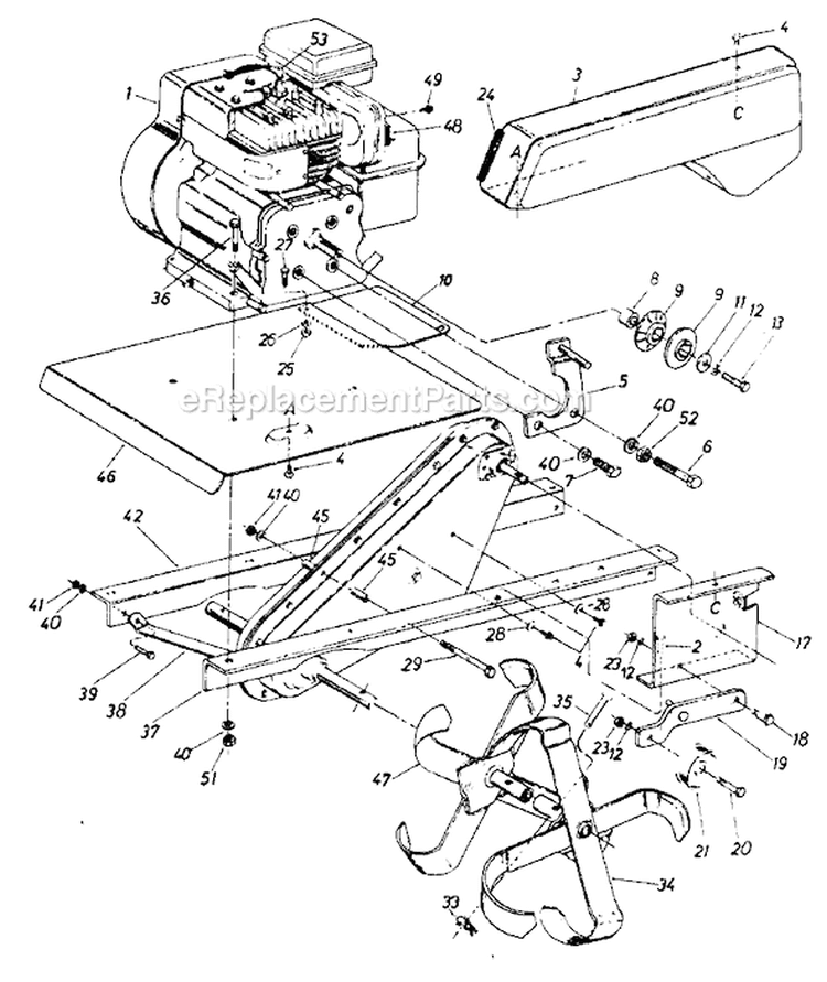 Page B Diagram and Parts List for 310-087 1988 MTD Tiller