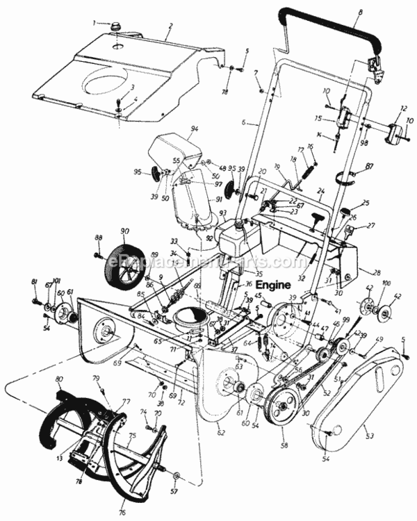 Parts Diagram and Parts List for 310-181-352  MTD Snow Blower