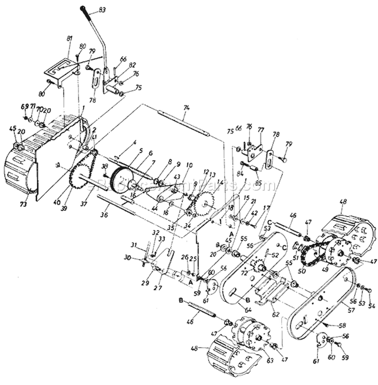 Page D Diagram and Parts List for 310-588-000 1990 MTD Snow Blower