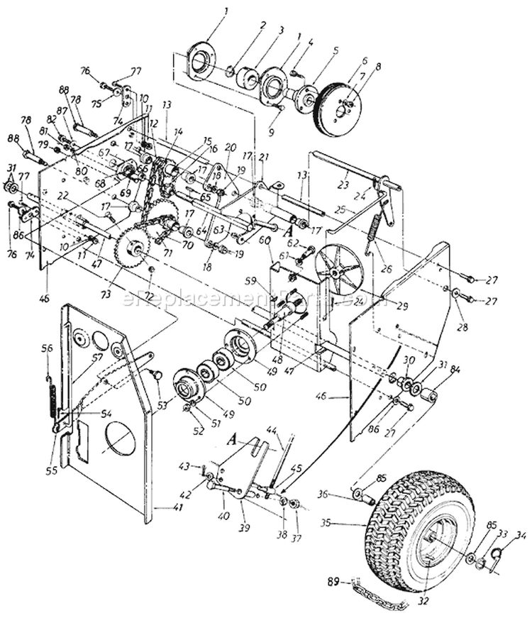 Page D Diagram and Parts List for 310-840-000 1990 MTD Snow Blower