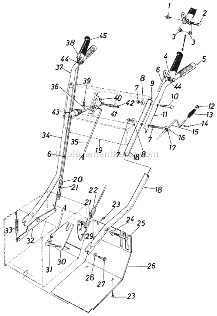 Page A Diagram and Parts List for 310-960-000 1990 MTD Snow Blower