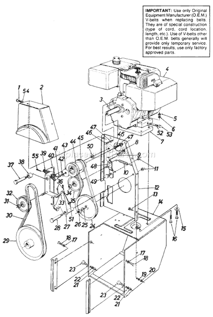 Page B Diagram and Parts List for 310-960-000 1990 MTD Snow Blower