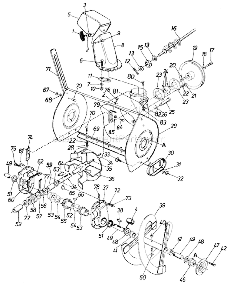 Page C Diagram and Parts List for 310-960-000 1990 MTD Snow Blower