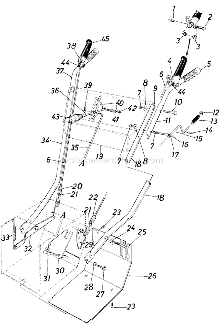 Page A Diagram and Parts List for 311-850-000 1991 MTD Snow Blower