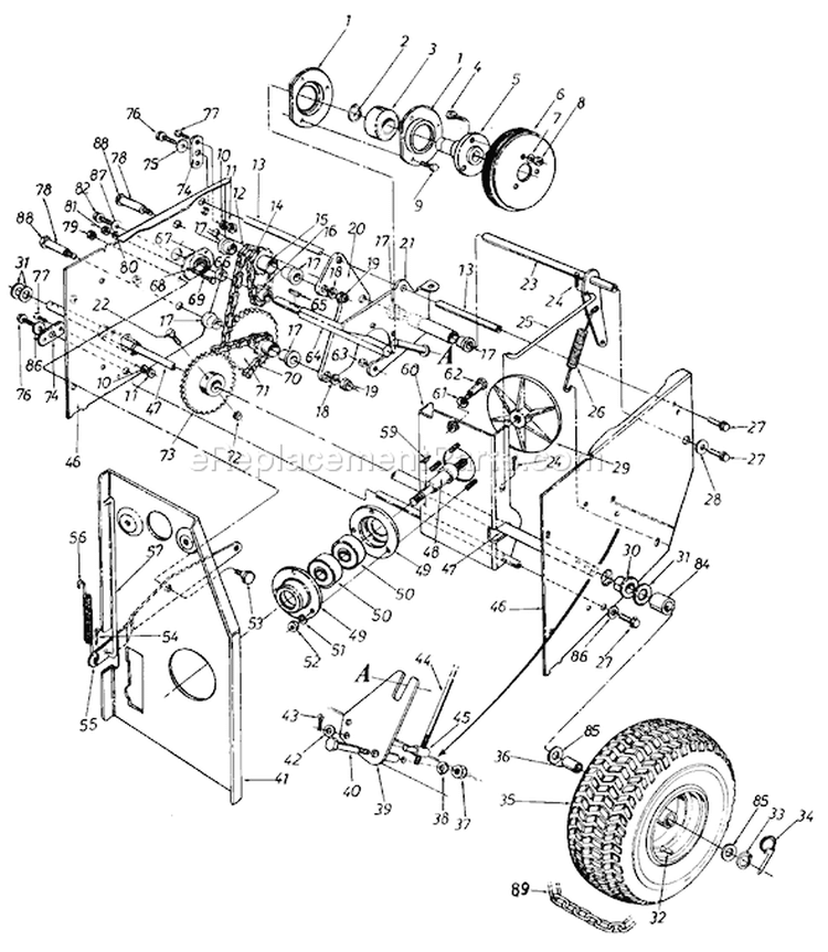 Page D Diagram and Parts List for 311-840-000 1991 MTD Snow Blower