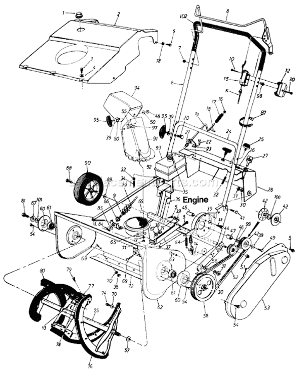 Page A Diagram and Parts List for 311183 1991 MTD Snow Blower