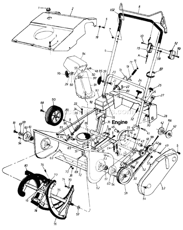Page A Diagram and Parts List for 311184 1991 MTD Snow Blower