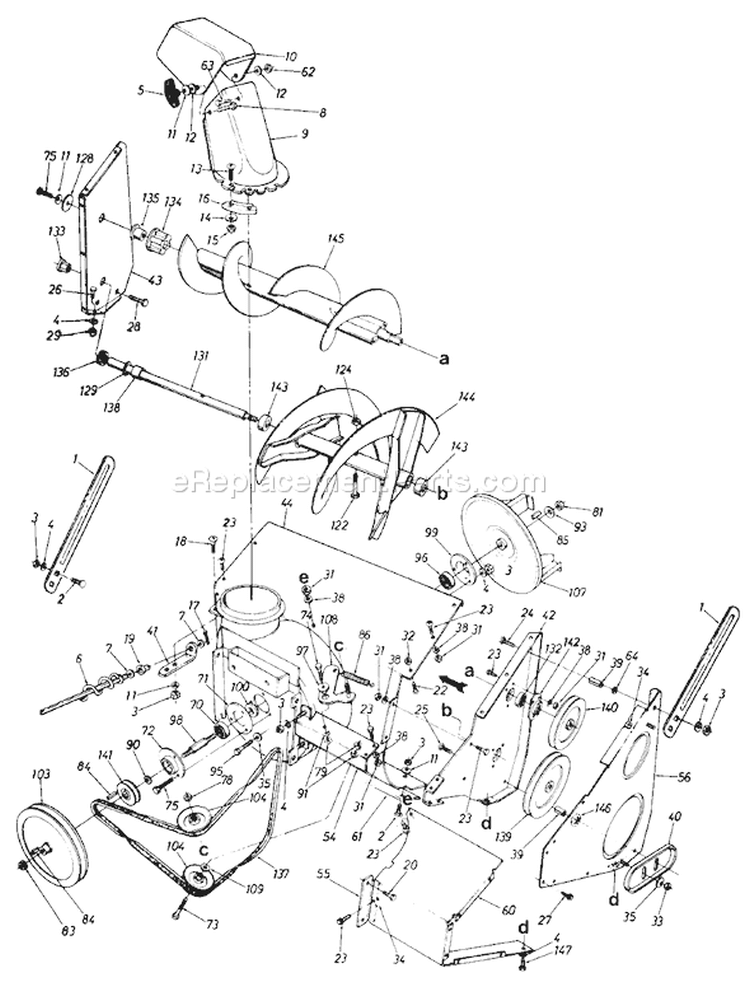 Page D Diagram and Parts List for 311355 1991 MTD Snow Blower