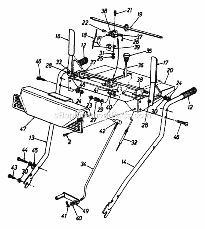Control_Rod_Assembly Diagram and Parts List for 312-610E088 1992 MTD Snow Blower