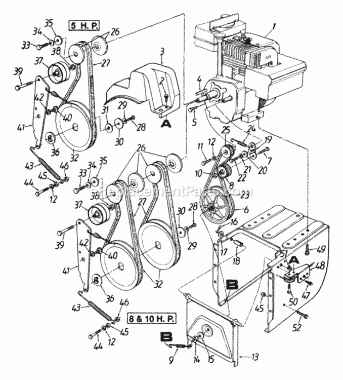 Engine_Assembly Diagram and Parts List for 312-610E088 1992 MTD Snow Blower