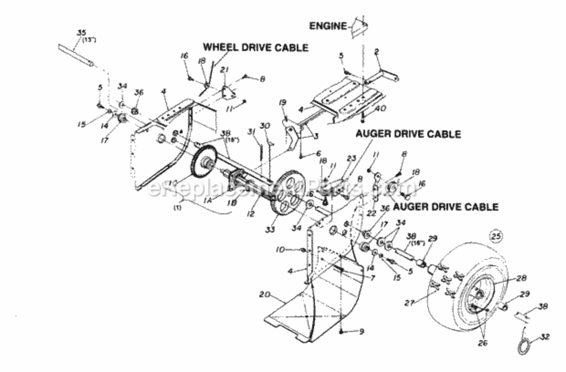 Friction_Wheel_Assembly Diagram and Parts List for 312-610E088 1992 MTD Snow Blower