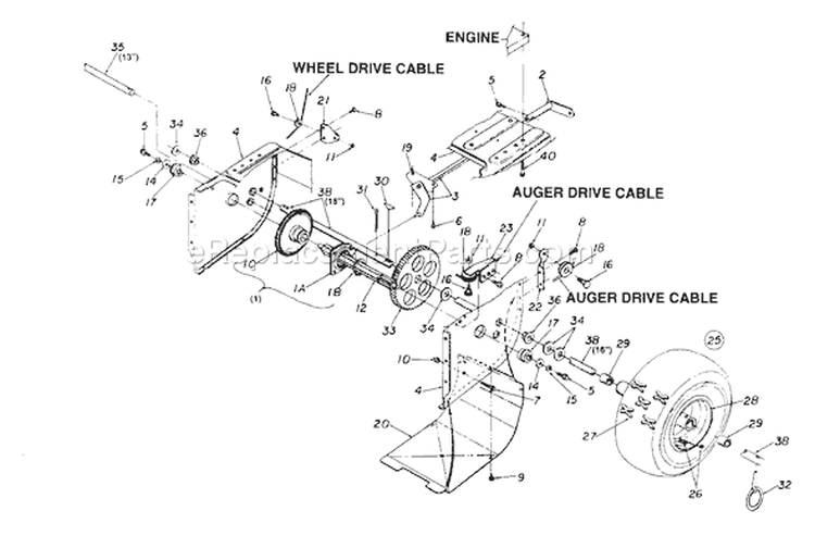Page D Diagram and Parts List for 312-660G000 1992 MTD Snow Blower