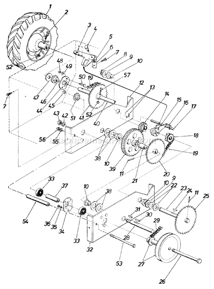 Page B Diagram and Parts List for 31250S 1985 MTD Snow Blower