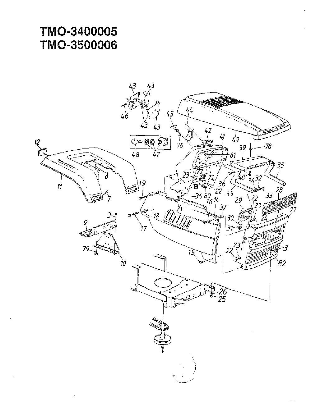 18 hp/42" and 46" tractor Diagram and Parts List for 3500006  MTD Lawn Tractor