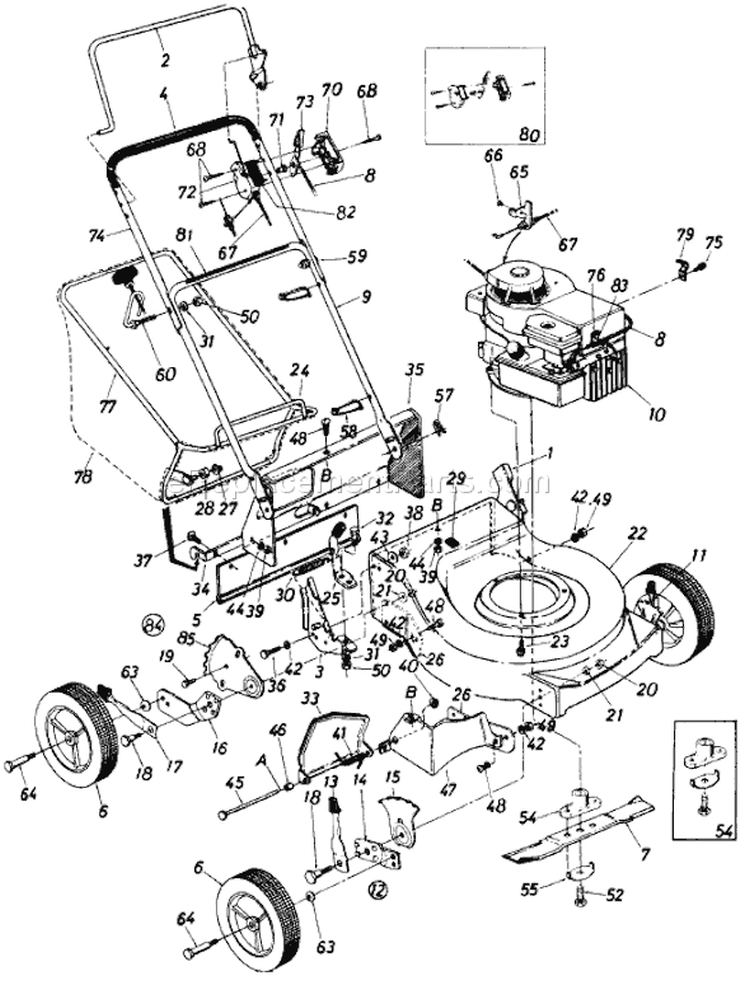 Page A Diagram and Parts List for 312R122 1988 MTD Lawn Mower