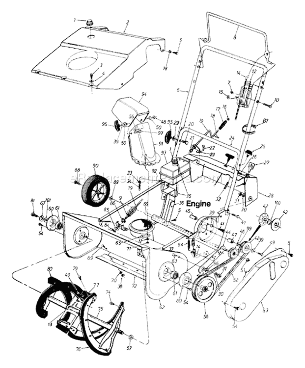 Page A Diagram and Parts List for 313-181-000 1993 MTD Snow Blower