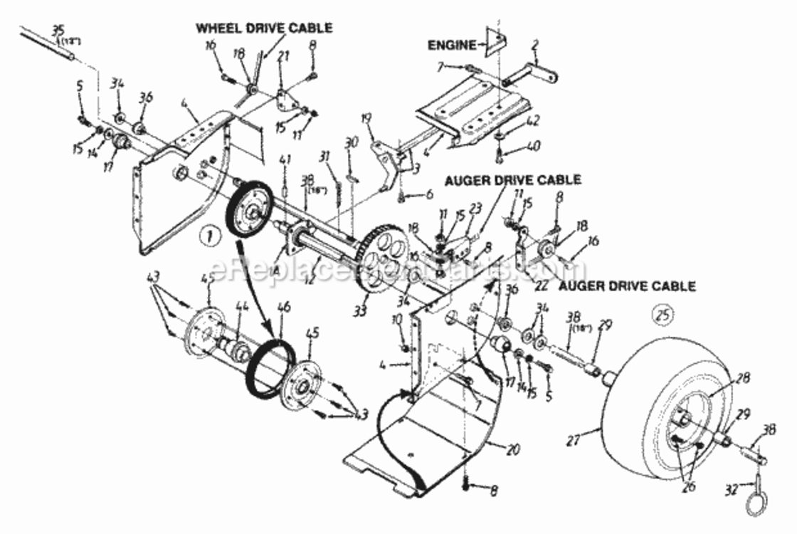 Friction_Wheel_Assembly_Complete Diagram and Parts List for 313-610E088 1993 MTD Snow Blower
