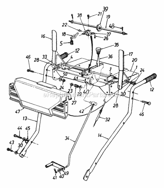 Engagement_Handle_Assembly Diagram and Parts List for 313-610E352 1993 MTD Snow Blower