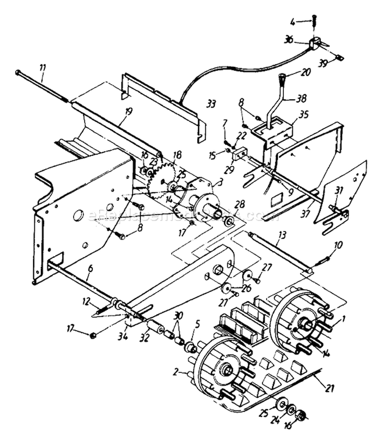 Page B Diagram and Parts List for 313-612E000 1993 MTD Snow Blower