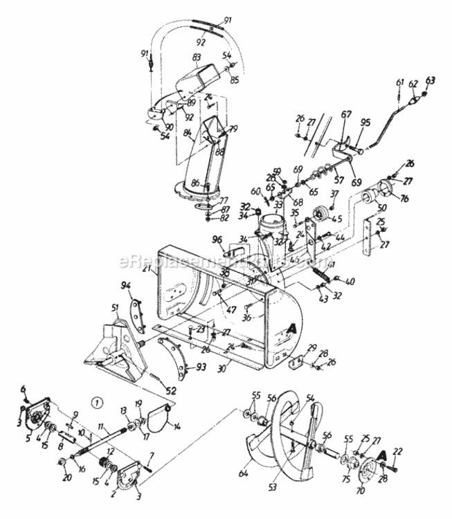 Worm_Drive_Assembly Diagram and Parts List for 313-612E205 1993 MTD Snow Blower