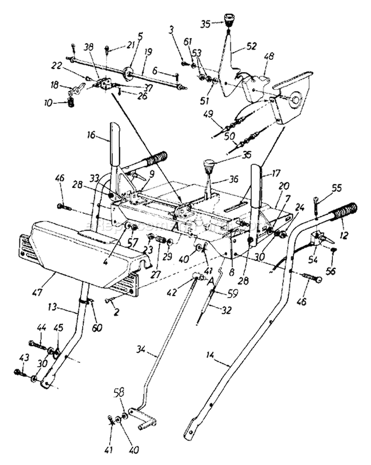 Page A Diagram and Parts List for 313-612E000 1993 MTD Snow Blower