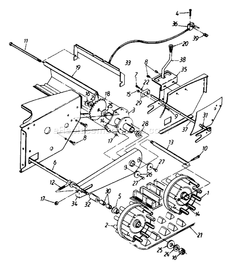 Page B Diagram and Parts List for 313-642F000 1993 MTD Snow Blower