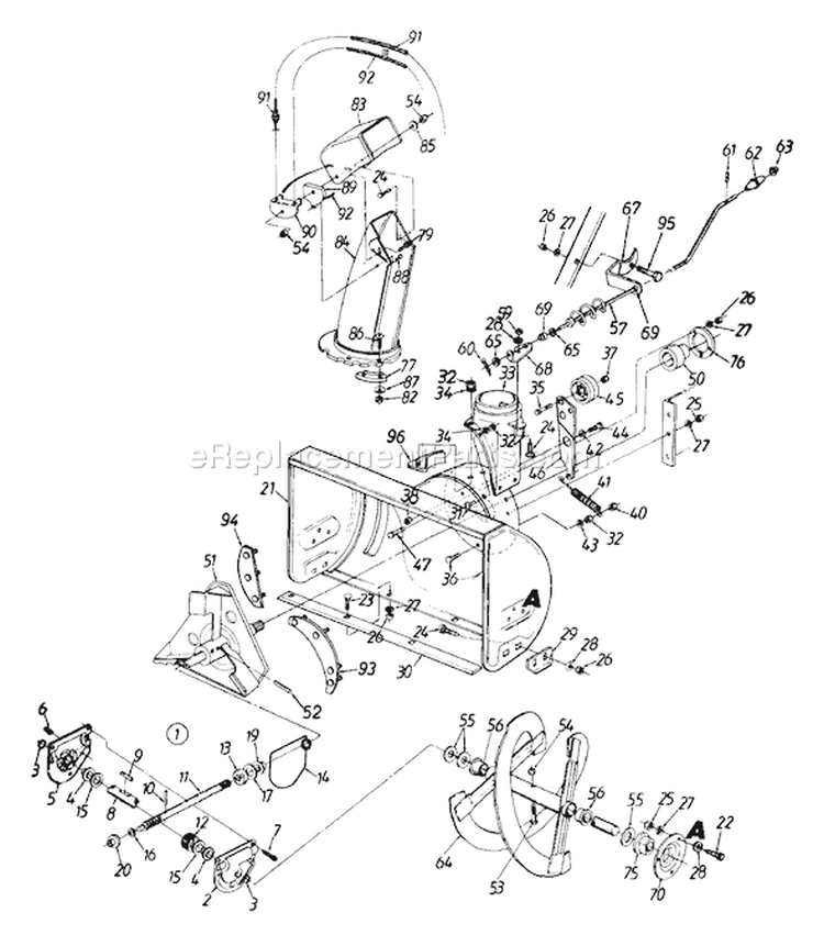 Page E Diagram and Parts List for 313-612E000 1993 MTD Snow Blower