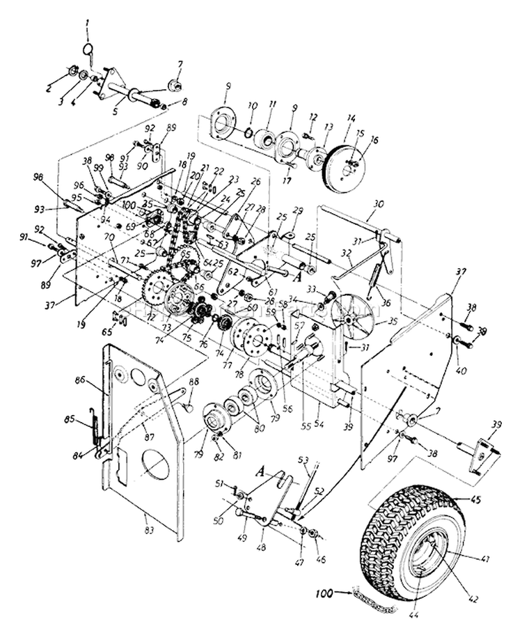 Page C Diagram and Parts List for 313-980I000 1993 MTD Snow Blower