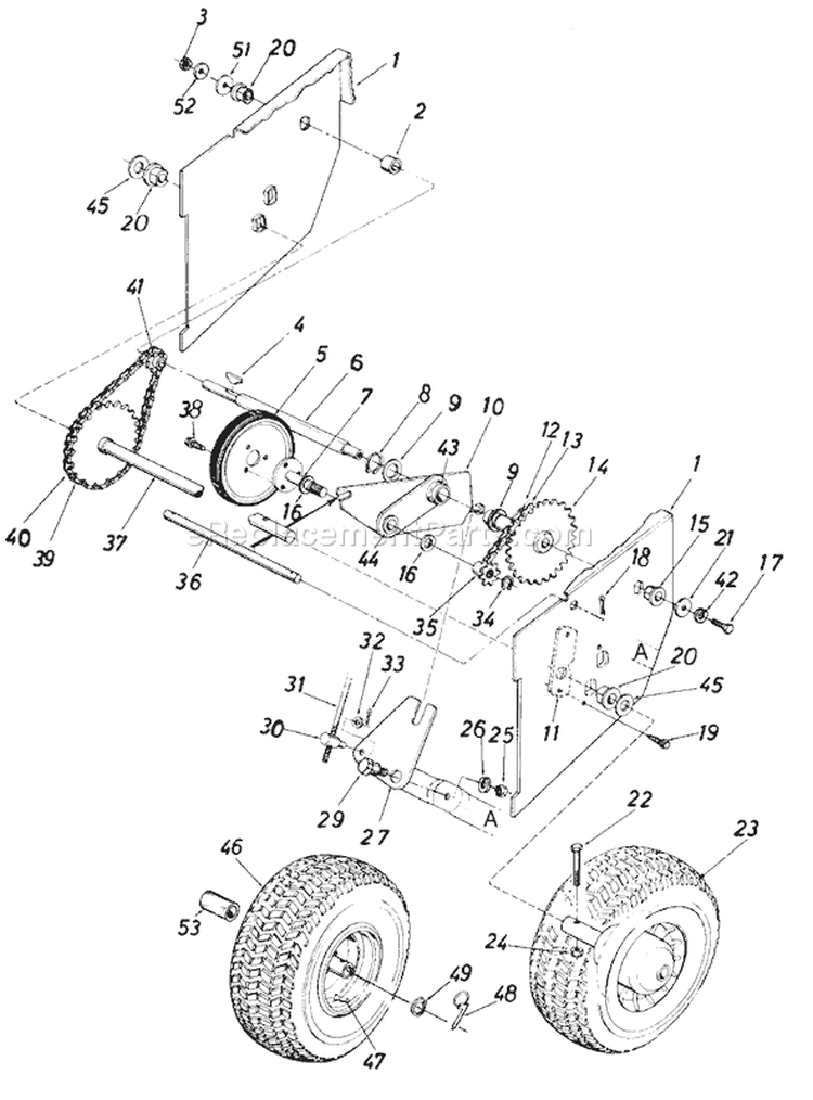 Page C Diagram and Parts List for 31340C 1986 MTD Snow Blower