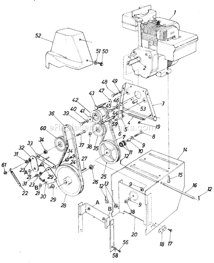 Page B Diagram and Parts List for 31340-8 1988 MTD Snow Blower