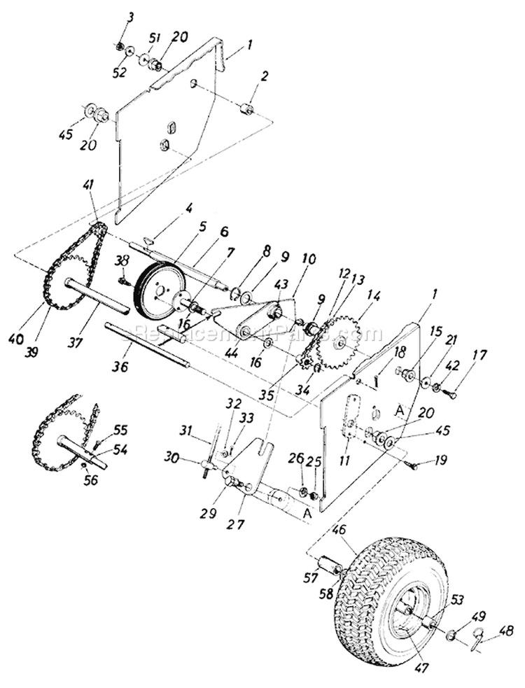 Page C Diagram and Parts List for 31383-8 1988 MTD Snow Blower