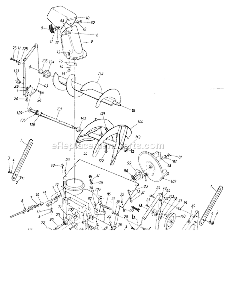Page D Diagram and Parts List for 31383-8 1988 MTD Snow Blower