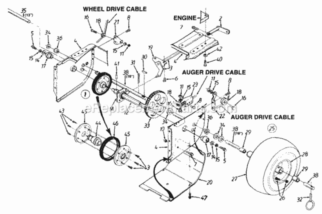 Wheel_Assembly_Complete Diagram and Parts List for 314-610E013 1994 MTD Snow Blower