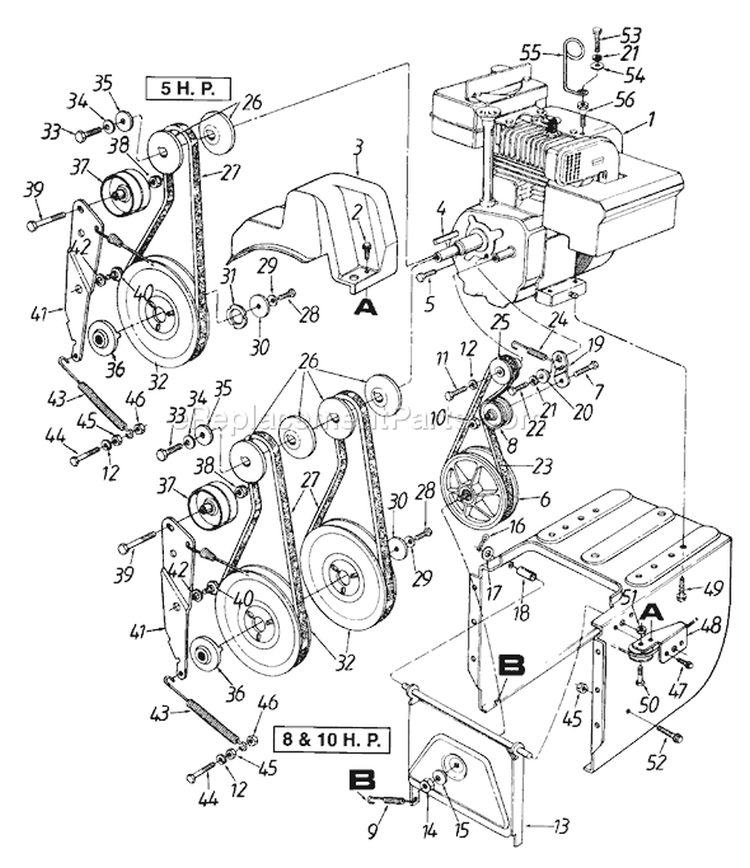 Page A Diagram and Parts List for 314-612E000 1994 MTD Snow Blower