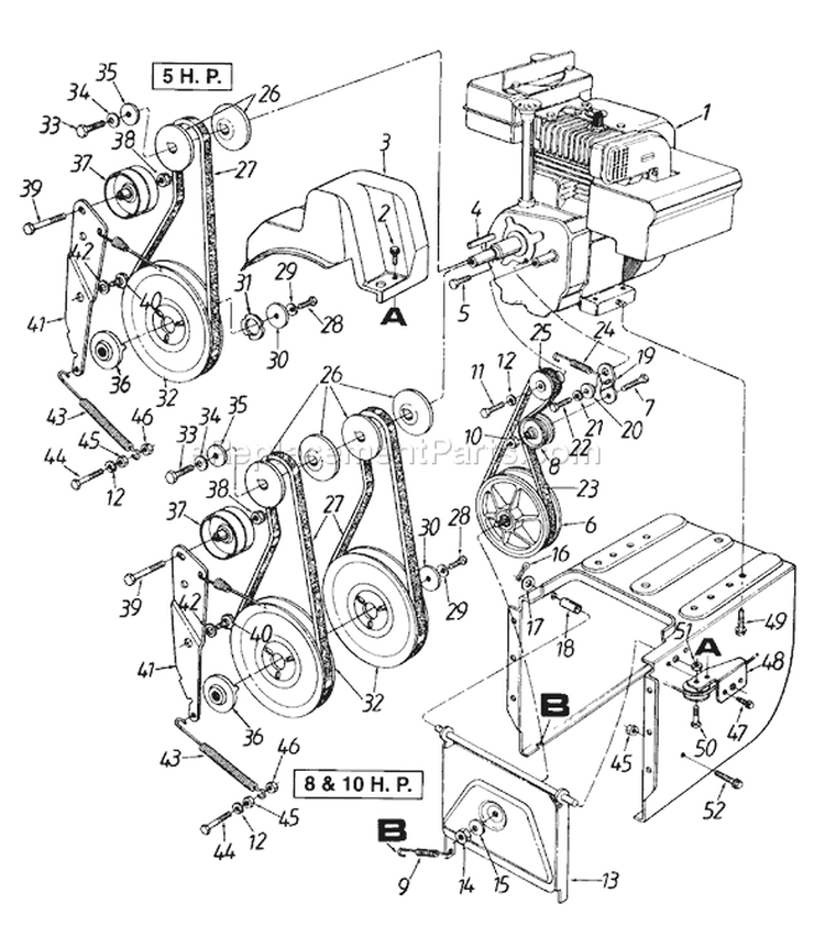 Page C Diagram and Parts List for 314-610E000 1994 MTD Snow Blower