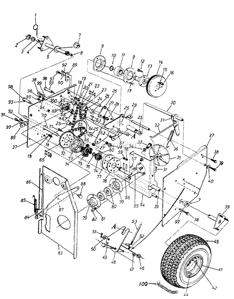 Page A Diagram and Parts List for 314-980I000 1994 MTD Snow Blower