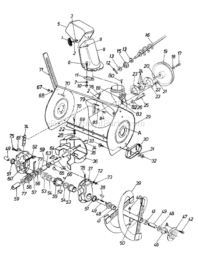 Page D Diagram and Parts List for 314-980I000 1994 MTD Snow Blower