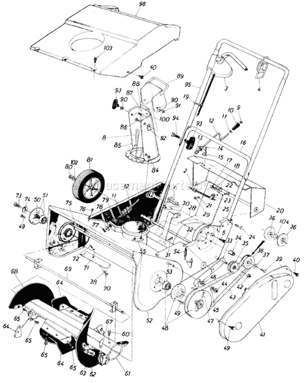 Page A Diagram and Parts List for 315-144-000 1985 MTD Snow Blower