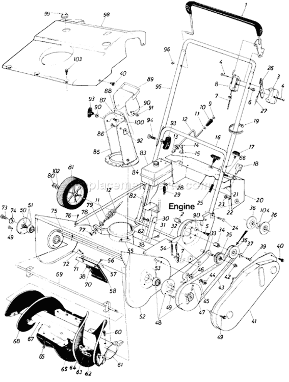 Page A Diagram and Parts List for 315-151-000 1985 MTD Snow Blower