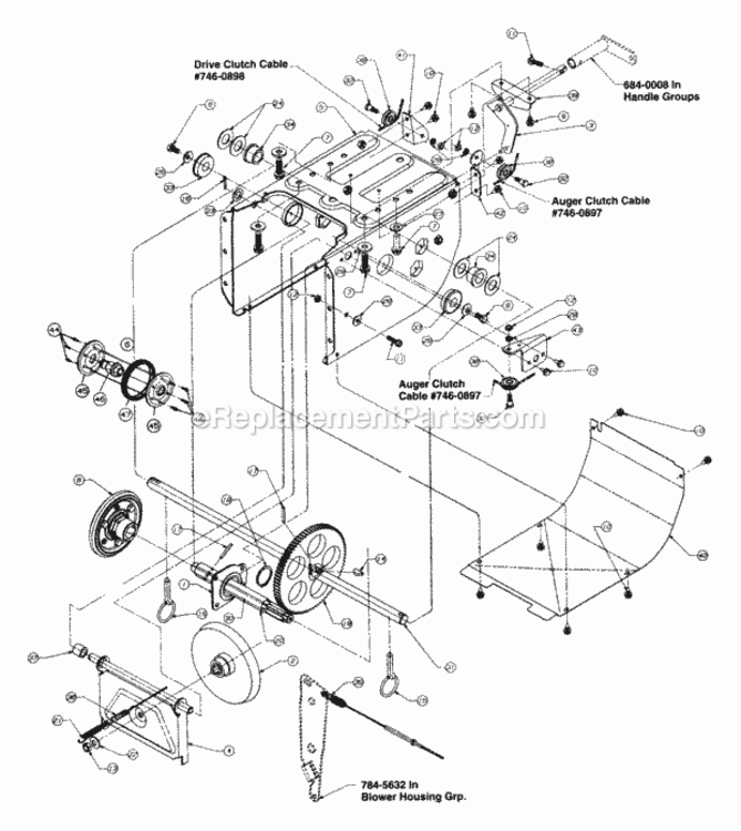 Frame_AssemblyDrive_Assembly Diagram and Parts List for 315-611D118 1995 MTD Snow Blower