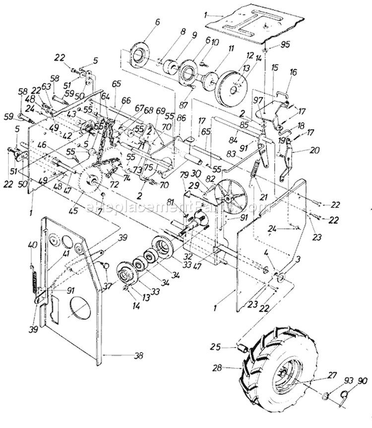 Page D Diagram and Parts List for 315-800-000 1985 MTD Snow Blower